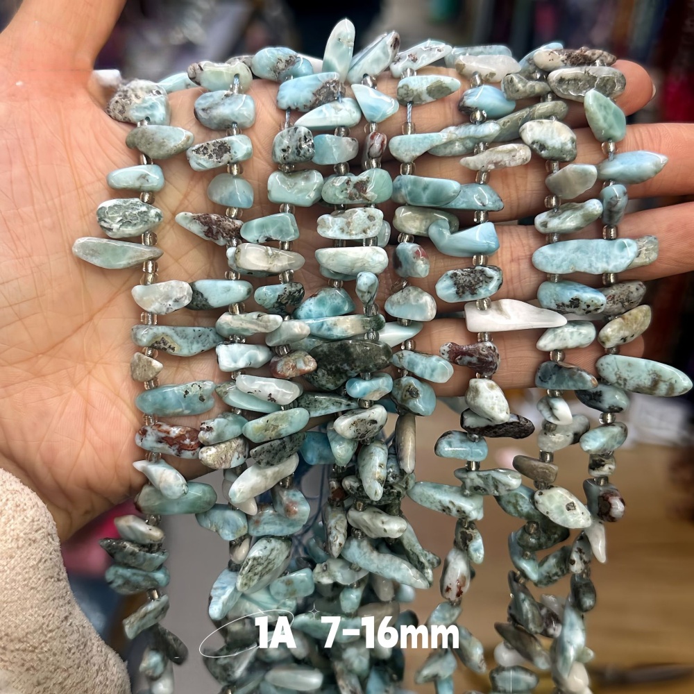 MYA3321--7-16mm Natural Larimar Teardrop-shaped Long Tooth Beads