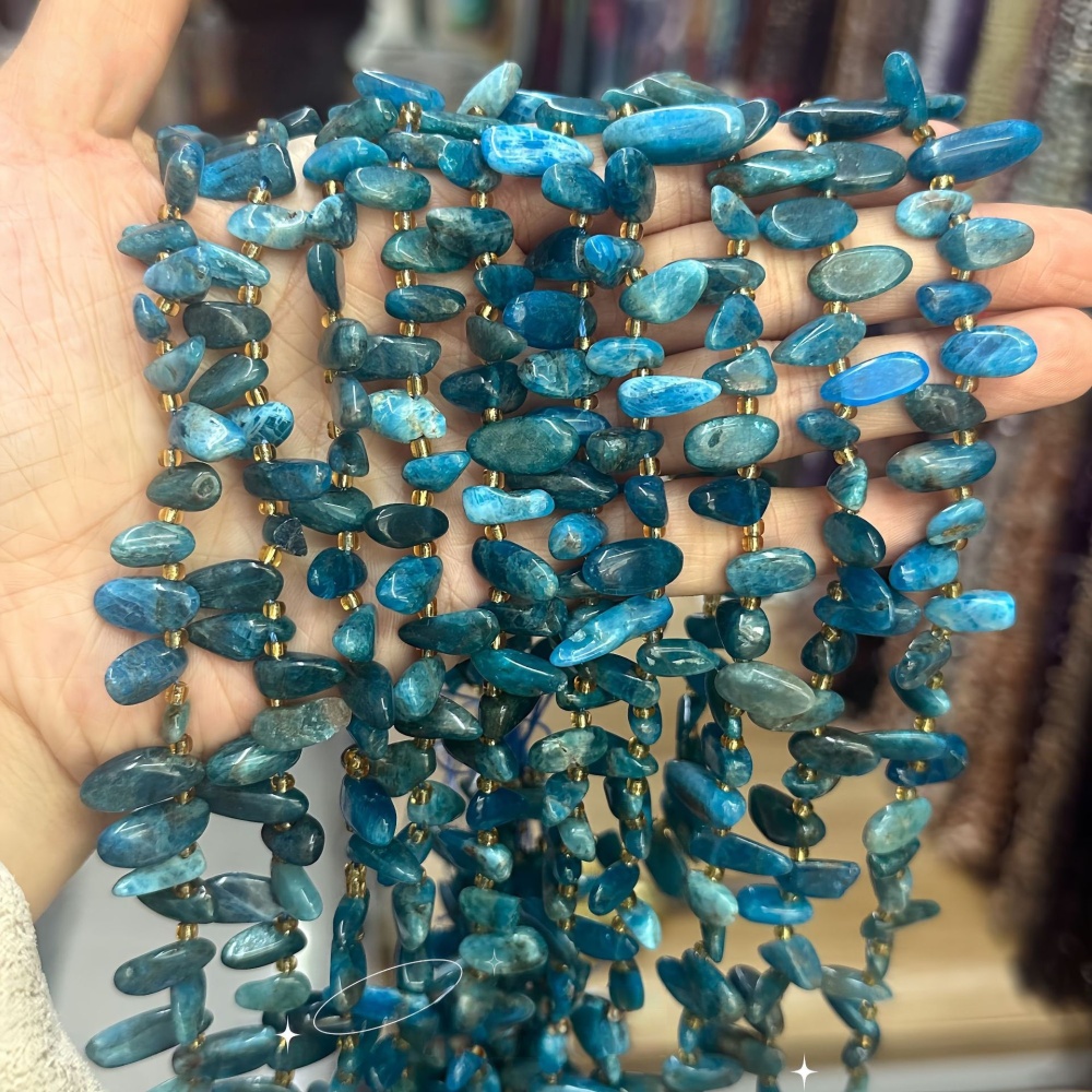 MYA3346--7-16mm Natural Apatite Teardrop-Shaped Long Tooth Beads
