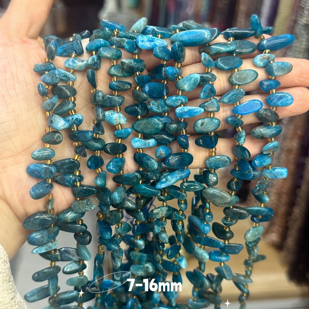 MYA3346--7-16mm Natural Apatite Teardrop-Shaped Long Tooth Beads