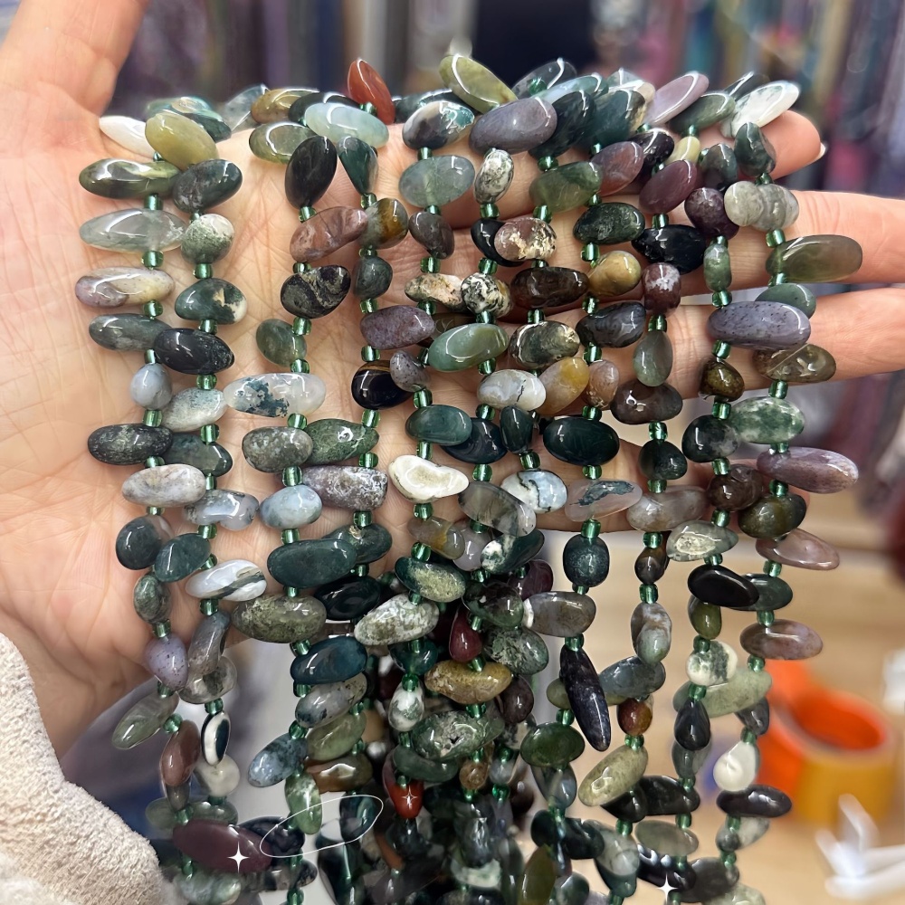 MYA3348--7-16mm Natural Indian Agate Teardrop-Shaped Long Tooth Beads
