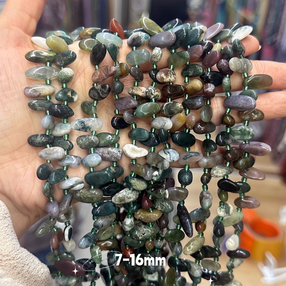 MYA3348--7-16mm Natural Indian Agate Teardrop-Shaped Long Tooth Beads