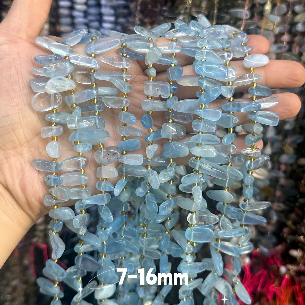 MYA3324--7-16mm Natural Aquamarine Teardrop-Shaped Tooth Beads