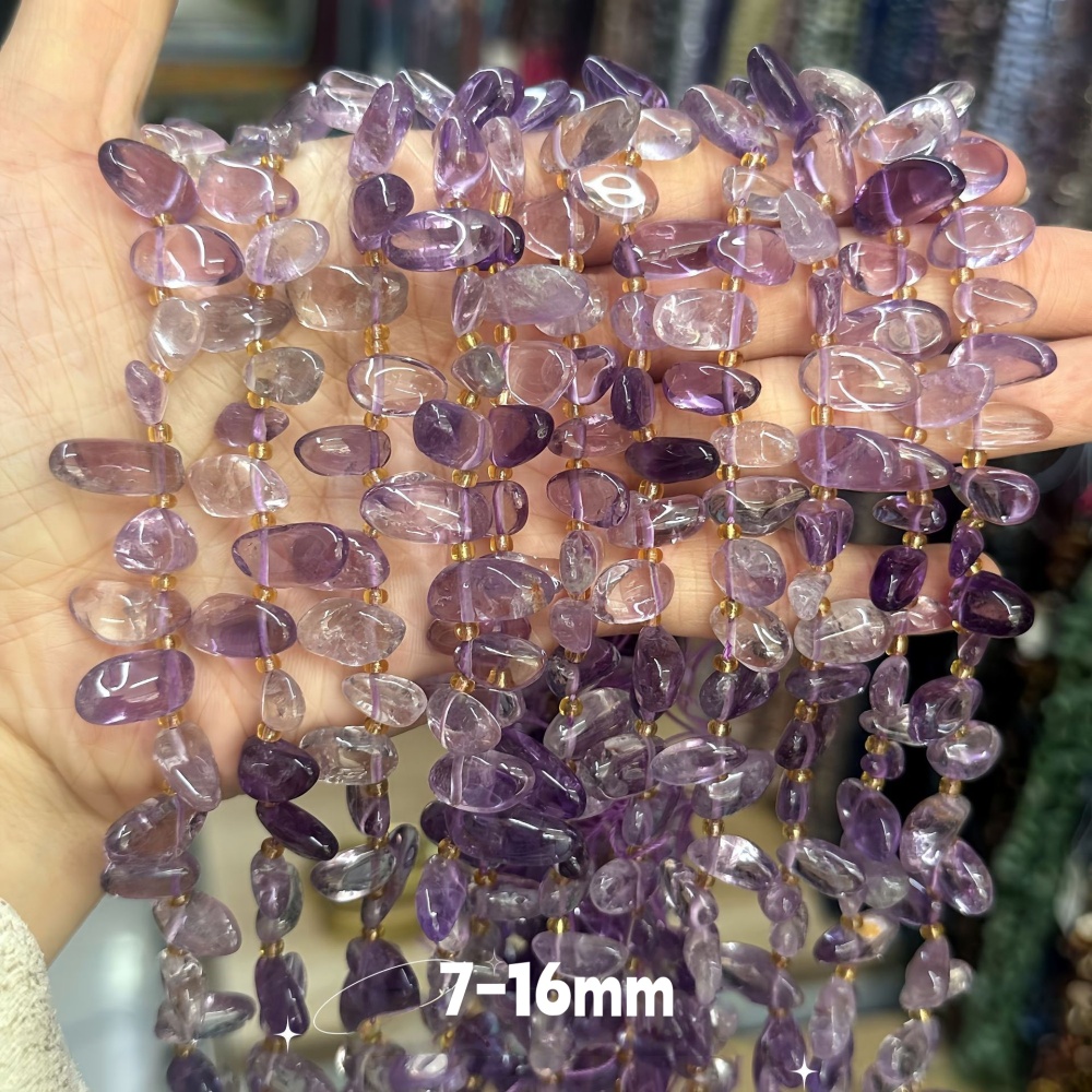 MYA3323--7-16mm Natural Amethyst Teardrop-Shaped Long Tooth Beads