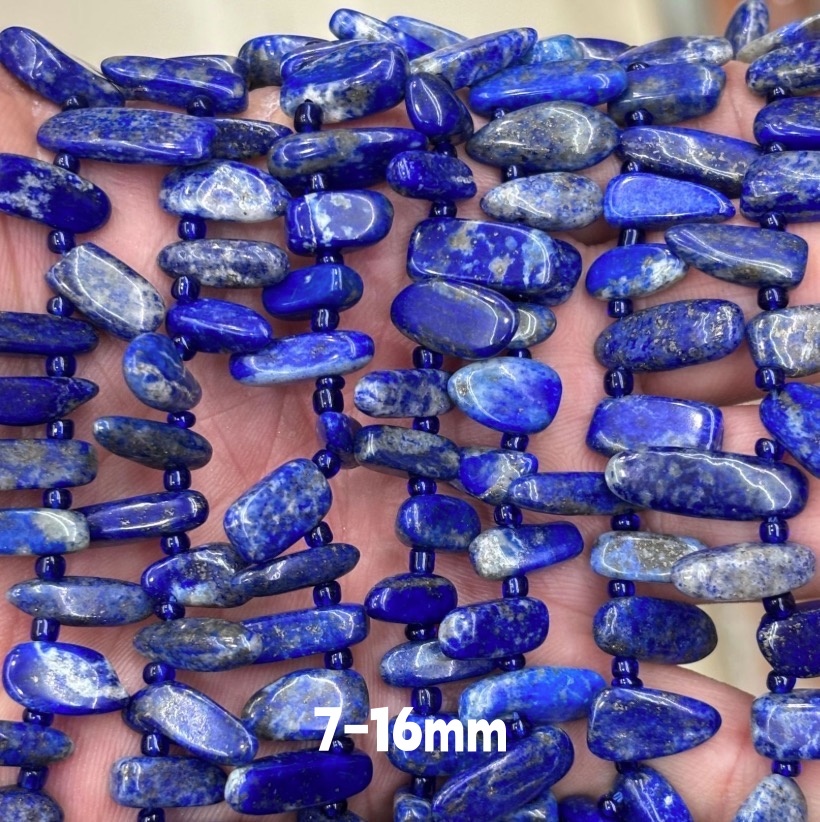 MYA3365--7-16mm Natural Lapis Lazuli Teardrop-Shaped Long Tooth Beads
