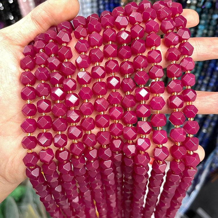 Natural Stone Tang Octagonal Faceted Bead with Antique Finish