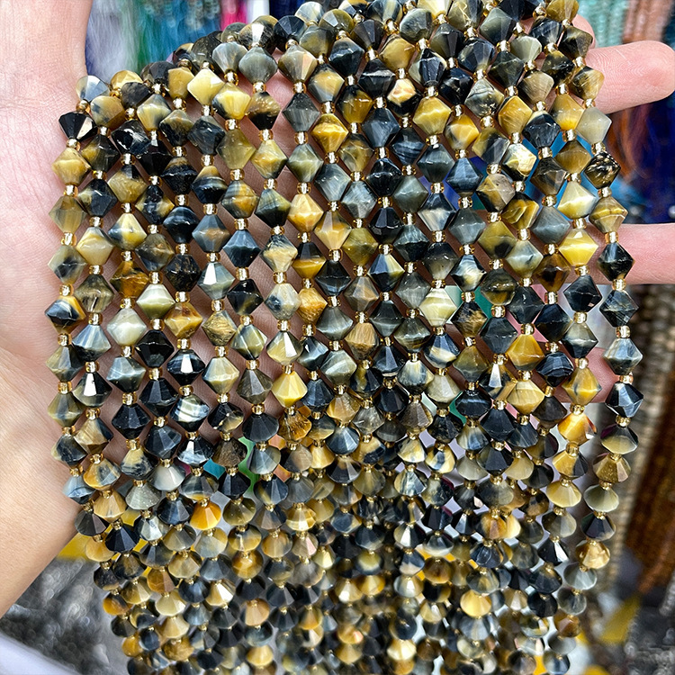 Pyramid-cut Natural Crystal Bead with Two Pointed Ends