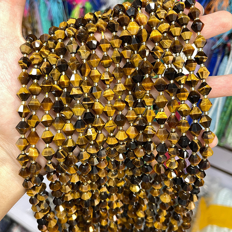 Pyramid-cut Natural Crystal Bead with Two Pointed Ends