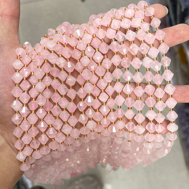 Pyramid-cut Natural Crystal Bead with Two Pointed Ends