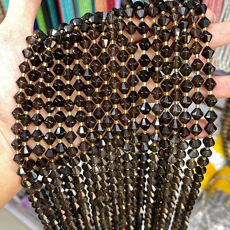 Pyramid-cut Natural Crystal Bead with Two Pointed Ends