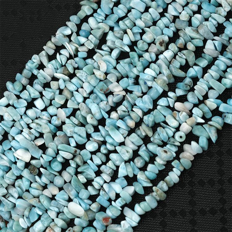 Natural Larimar Spacer Beads with Copper Needles and Sodium Calcite Crushes