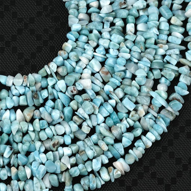 Natural Larimar Spacer Beads with Copper Needles and Sodium Calcite Crushes