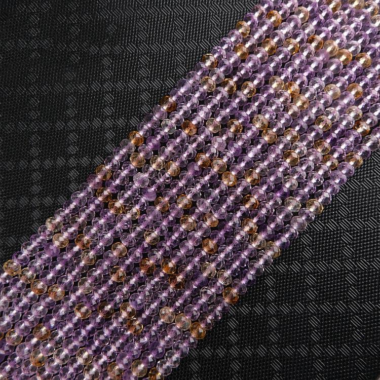 Natural Amethyst-Citrine 4×6mm Faceted Abacus Beads