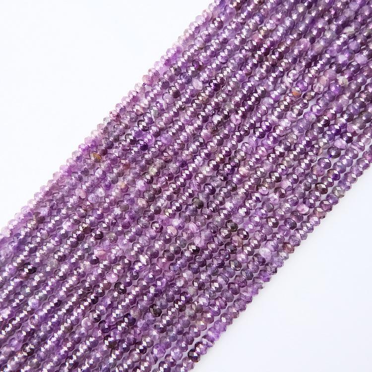 Natural Amethyst 3×4mm Faceted Abacus Bead