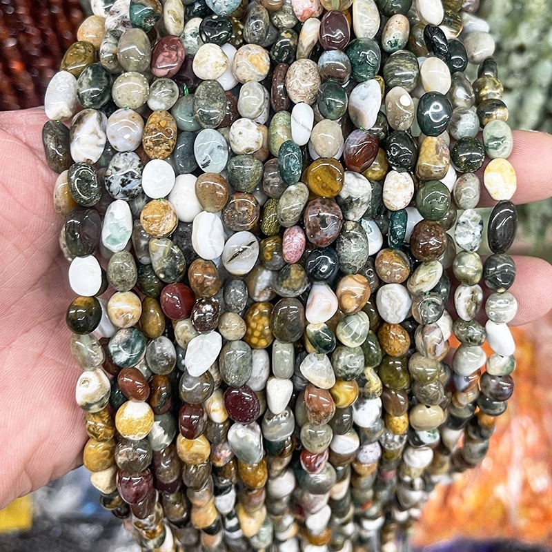 MYA3450--6-8mm Natural Ocean Stone Irregular Shaped Beads