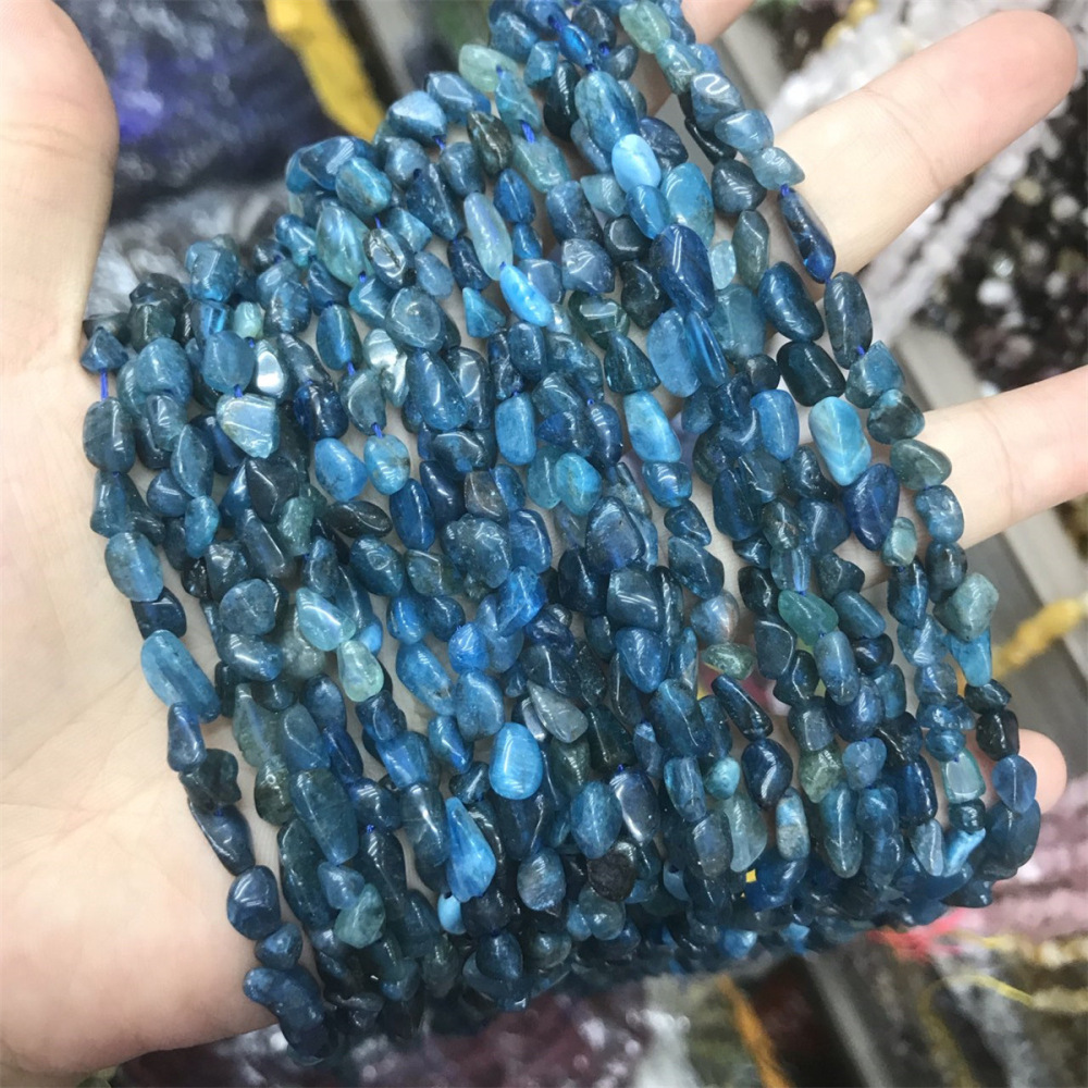 MYA3382--5-7mm Natural Blue Apatite Irregularly Shaped Beads