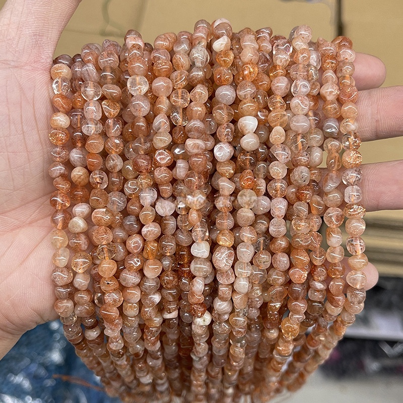 MYA3456--6-8mm Natural Golden Sunstone Irregular Shaped Beads