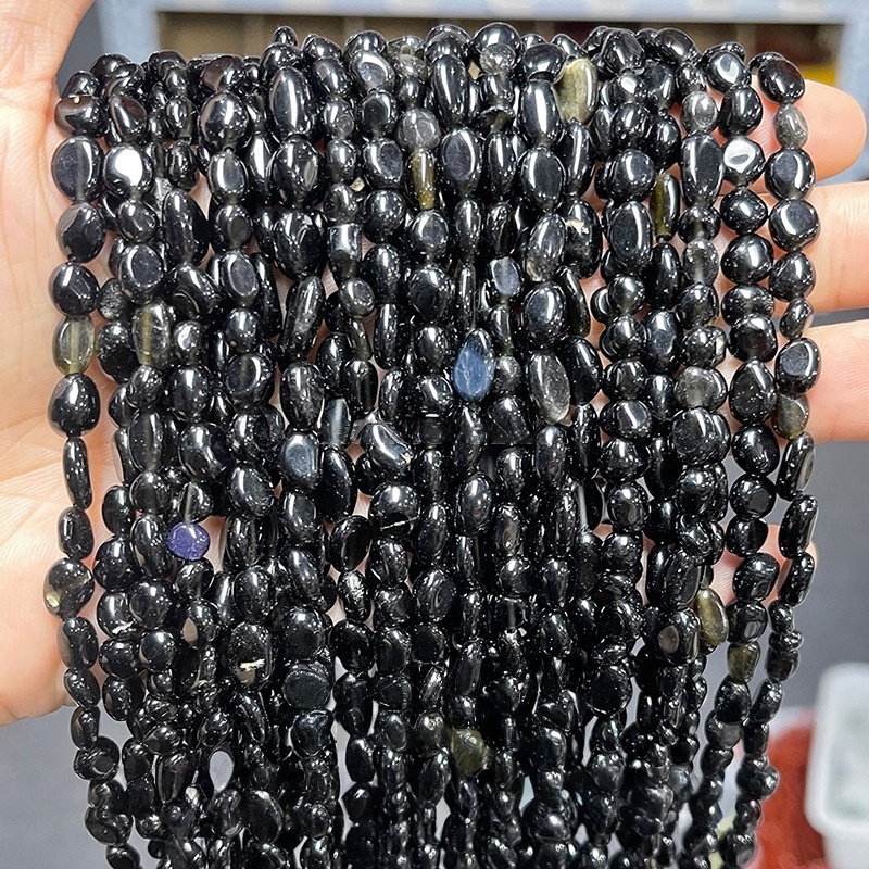MYA3458--6-8mm Natural Obsidian Irregular Shaped Beads