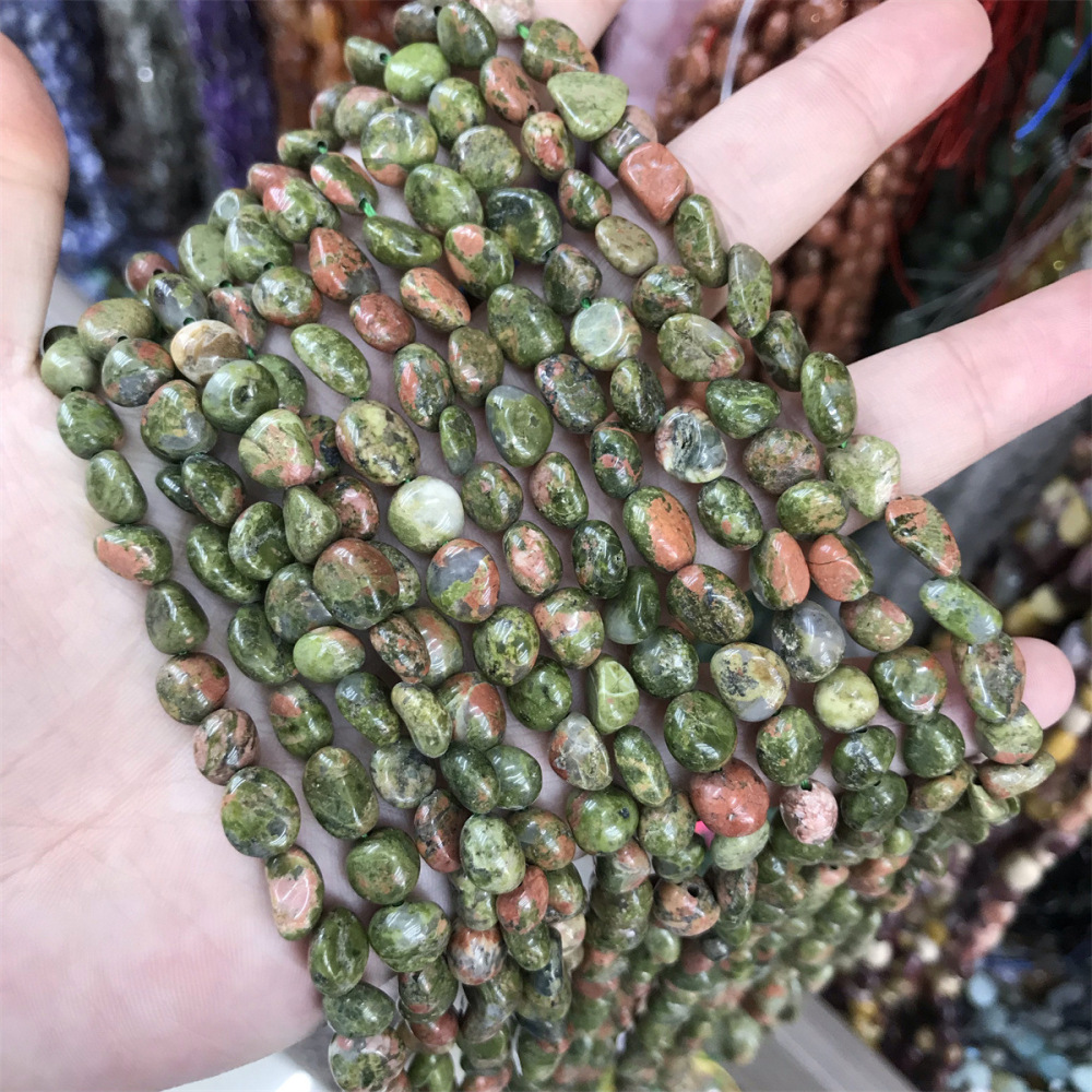 MYA3395--5-7mm Natural Unakite Irregularly Shaped Beads