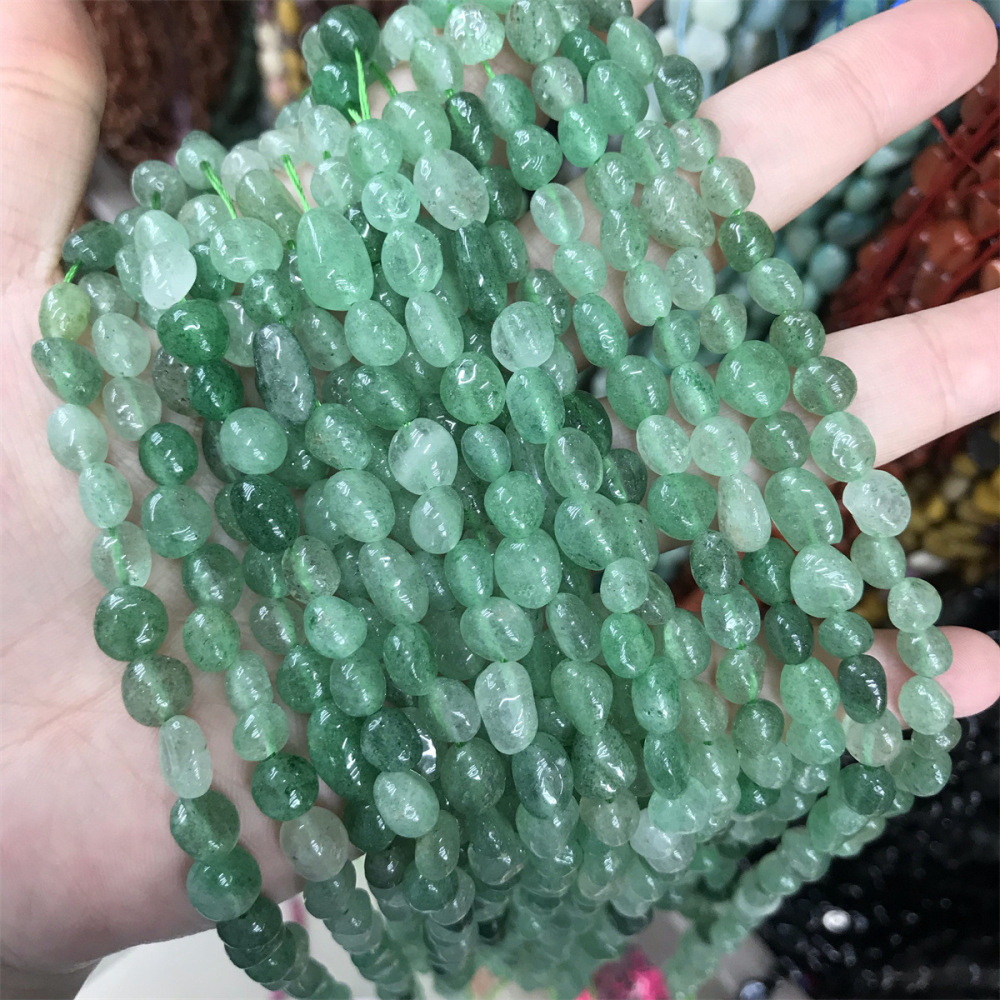 MYA3396--5-7mm Natural Green Strawberry Quartz Irregularly Shaped Beads