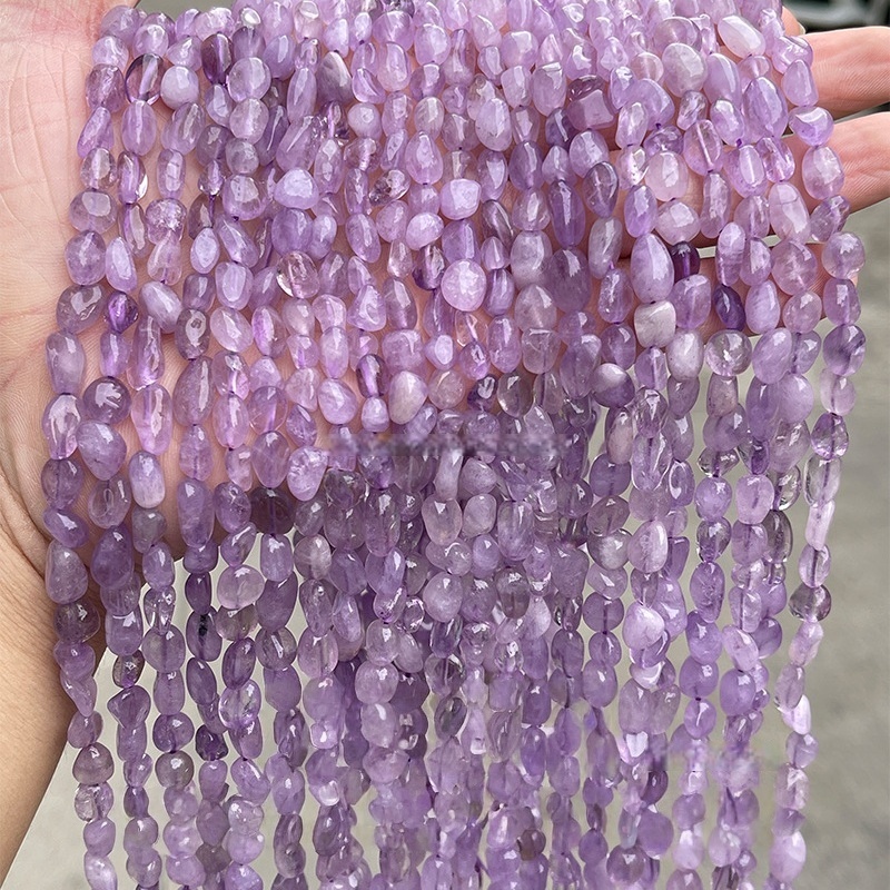 MYA3435--6-8mm Natural Purple Jade Irregular Shaped Beads
