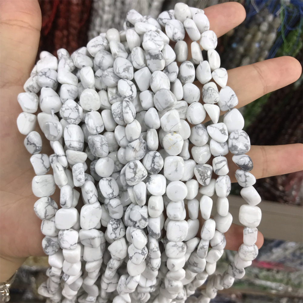 MYA3412--8-10mm Natural Howlite Irregularly Shaped Beads