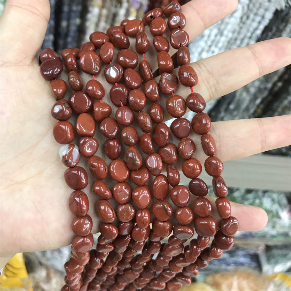 MYA3413--8-10mm Natural Red Jade Irregularly Shaped Beads