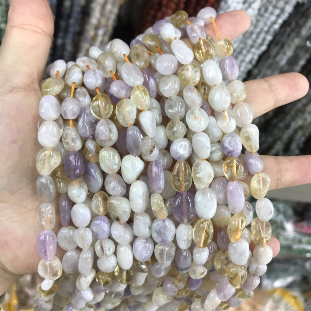 MYA3414--8-10mm Natural Purple Yellow Crystal Irregularly Shaped Beads