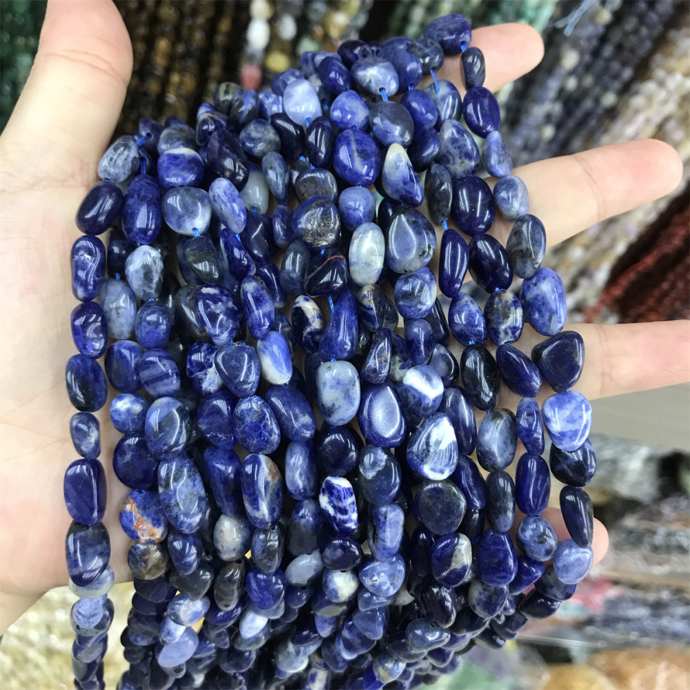 MYA3417--8-10mm Natural Sodalite Irregularly Shaped Beads