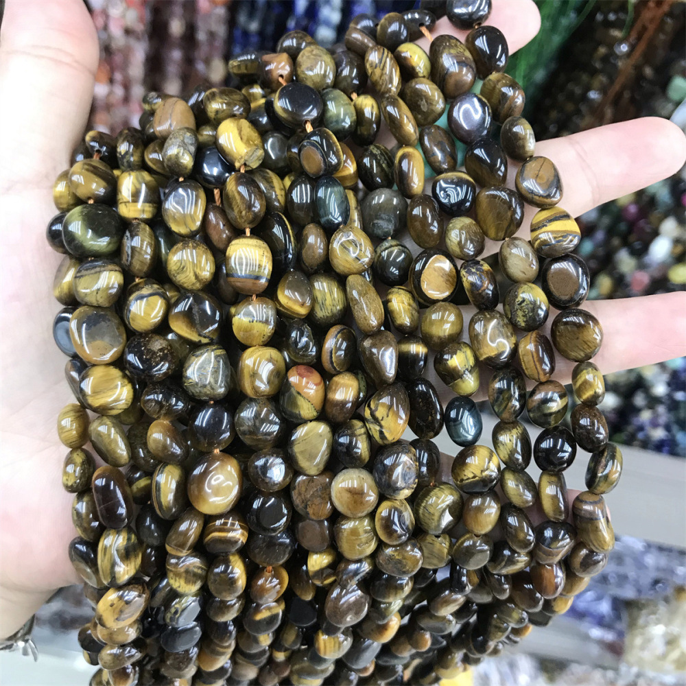 MYA3418--8-10mm Natural Tiger's Eye Irregularly Shaped Beads