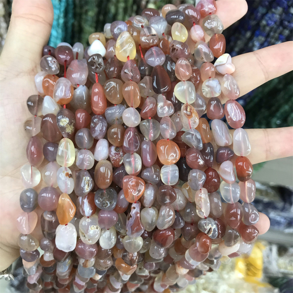 MYA3419--8-10mm Natural Red Rabbit Hair Stone Irregularly Shaped Beads