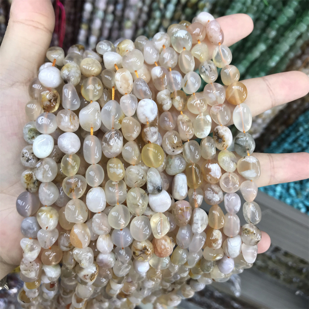 MYA3420--8-10mm Natural Cherry Blossom Agate Irregularly Shaped Beads