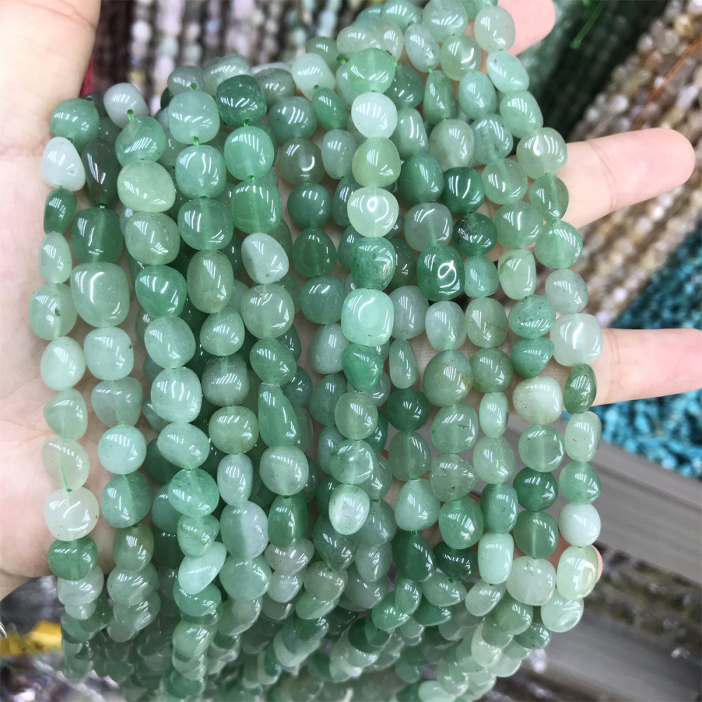 MYA3421--8-10mm Natural Green Aventurine Irregularly Shaped Beads
