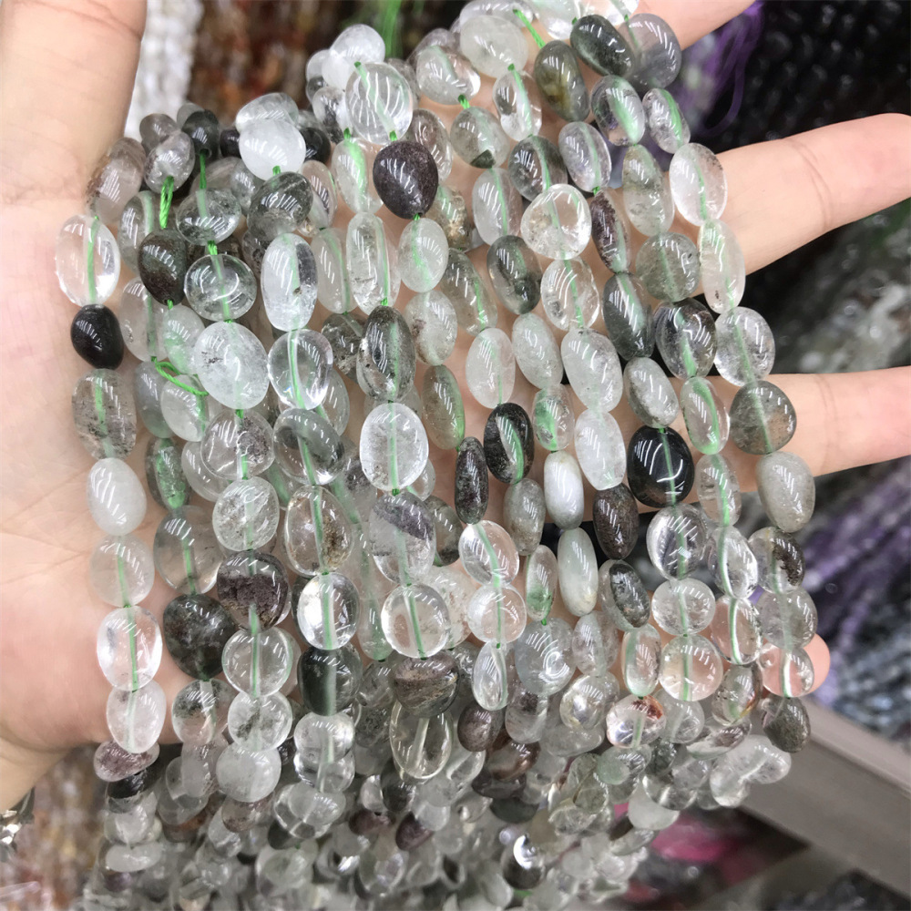 MYA3427--8-10mm Natural Green Phantom Quartz Irregularly Shaped Beads