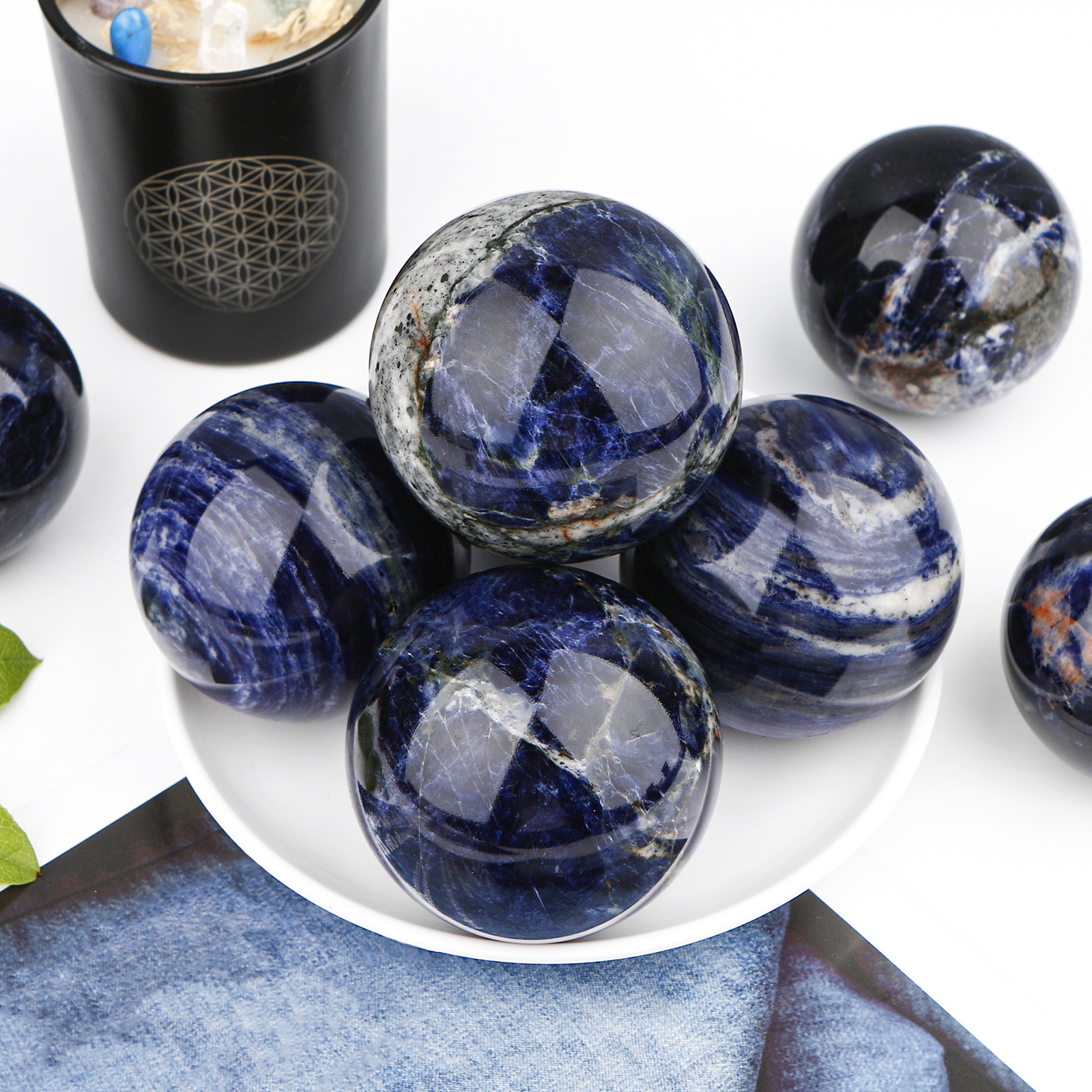 Natural Sodalite Crystal Ball Ornament