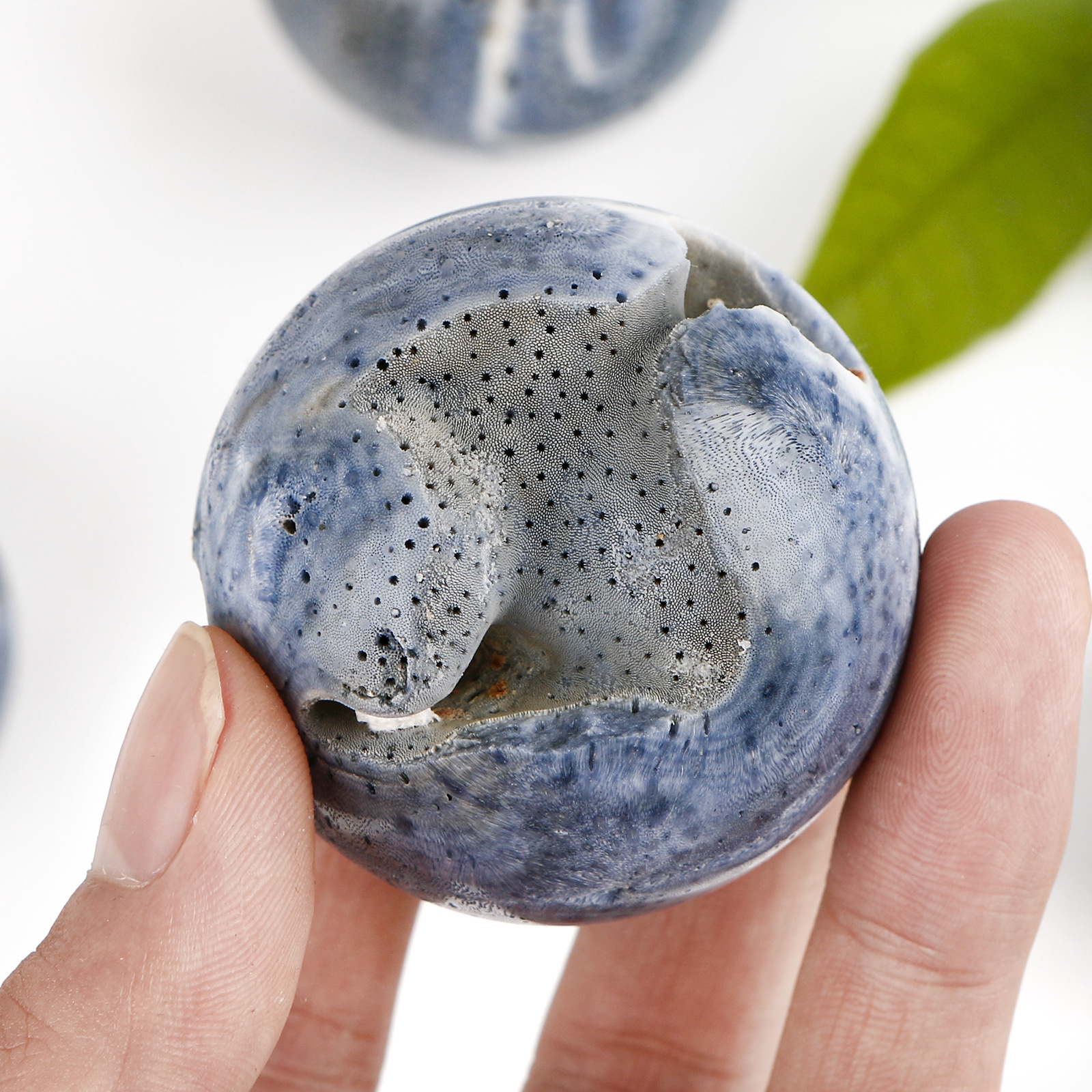 Natural Crystal Ball Blue Coral Ball Landscape Stone Home Decor