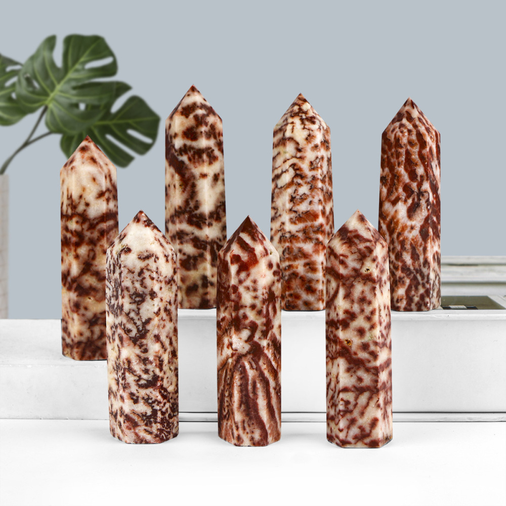 Natural Coral Jade Single-Pointed Crystal Decorative Home Ornament