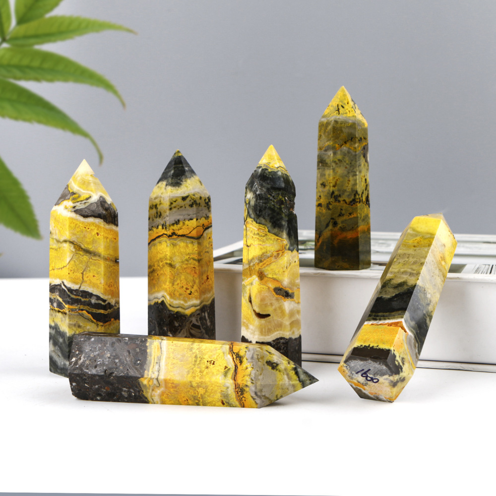 Natural Crystal Ornament, Grade AA Collector's Item, Bumblebee Single-Pointed Pillar