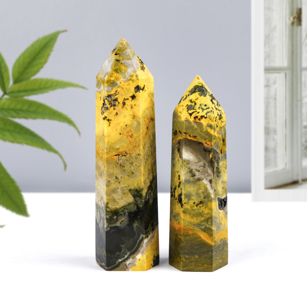 Natural Crystal Ornament, Grade AA Collector's Item, Bumblebee Single-Pointed Pillar
