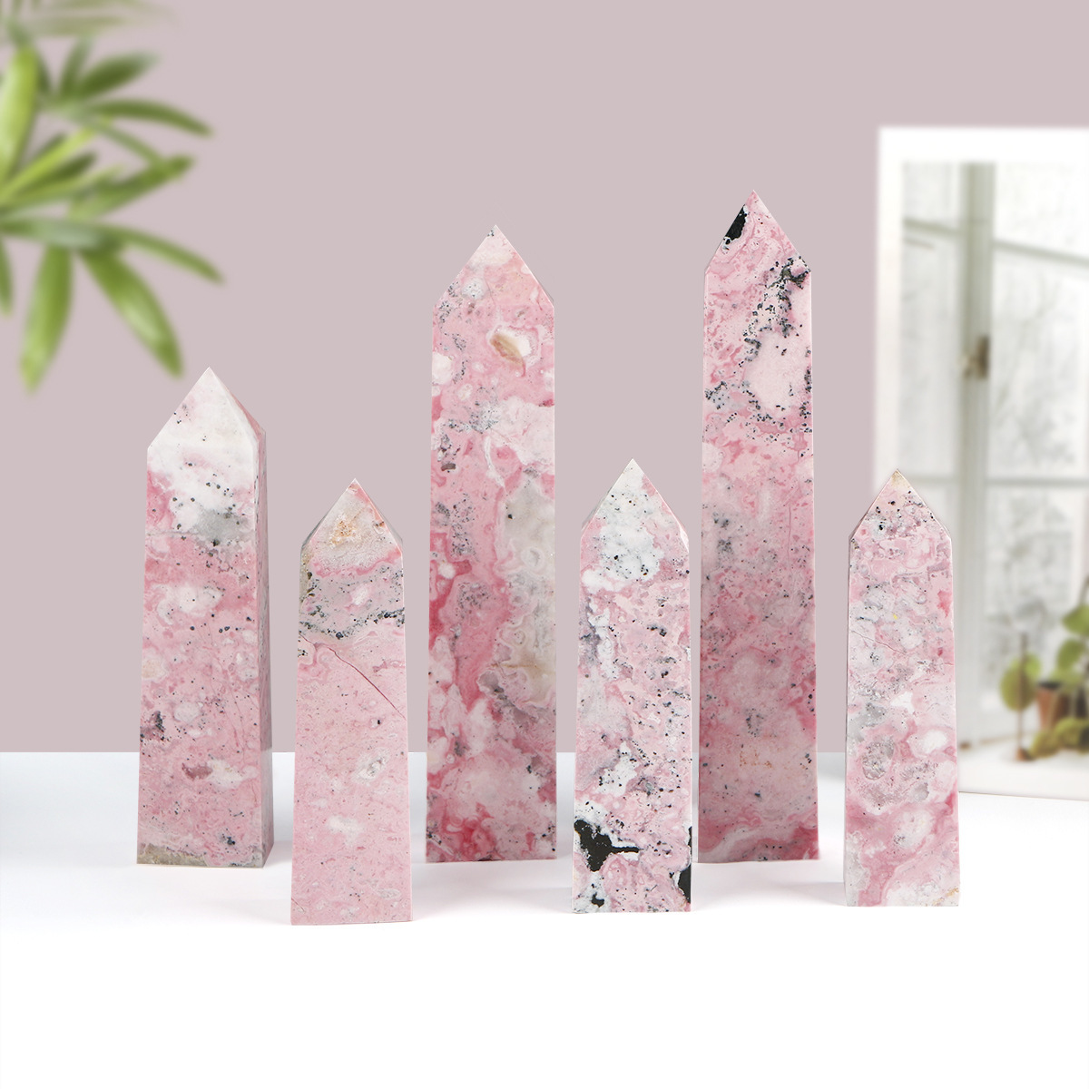 Natural Peruvian Rhodonite Crystal with Single Point and Square Prism