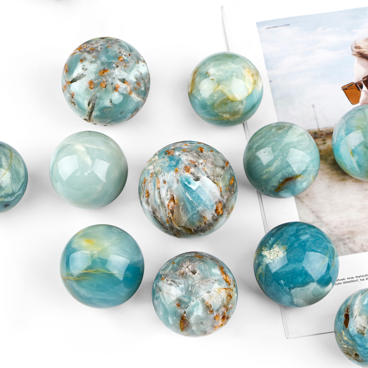 Natural Crystal Sky Blue Stone Sphere Ornament