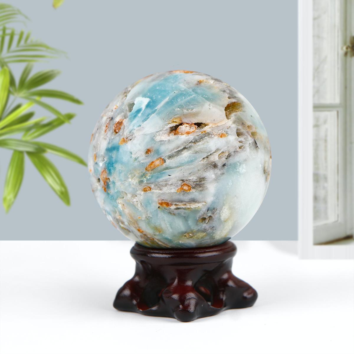 Natural Crystal Sky Blue Stone Sphere Ornament