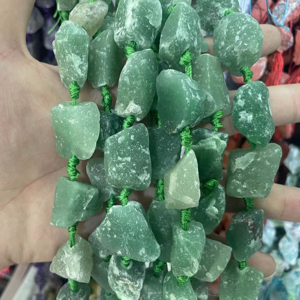 MYA3545--20x30mm Natural Green Aventurine Irregular Raw Beads