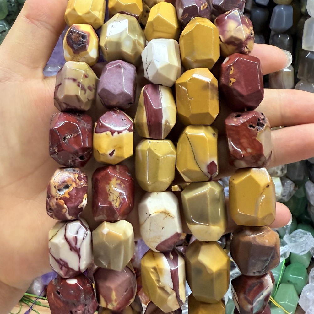 MYA3534--15x25mm Natural Egg Yolk Stone, Rough Stone, Faceted Irregular Shape Beads