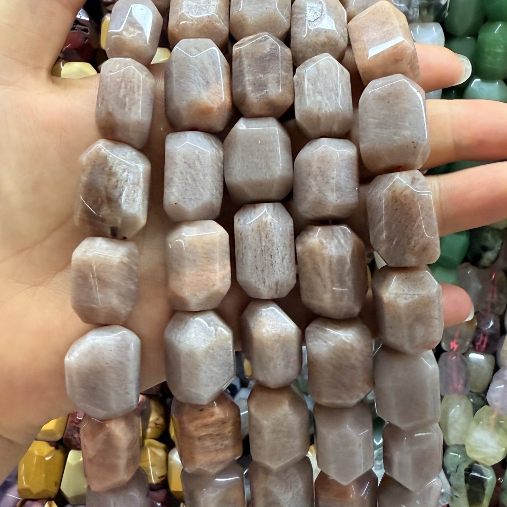 MYA3535--15x25mm Natural Sunstone Rough Stone, Faceted Irregular Shape Beads
