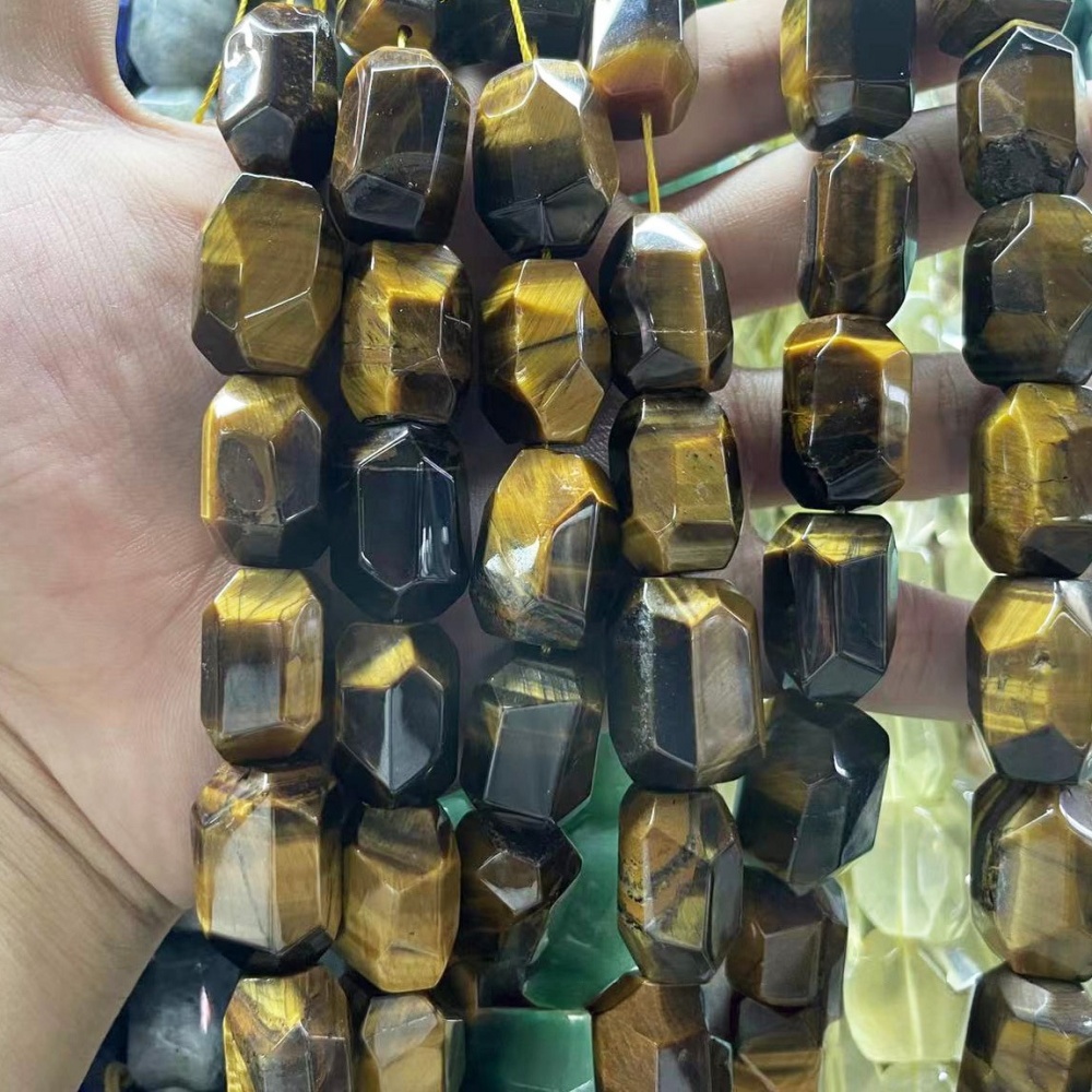 MYA3529--15x25mm Natural Tiger's Eye Stone, Rough Stone, Faceted Irregular Shape Beads