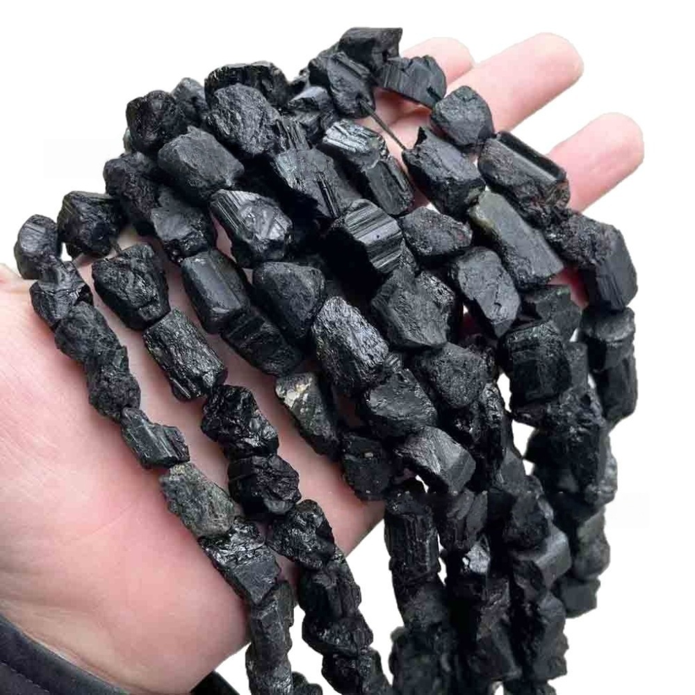 MYA3538--12x16mm Natural Black Tourmaline Irregular Beads