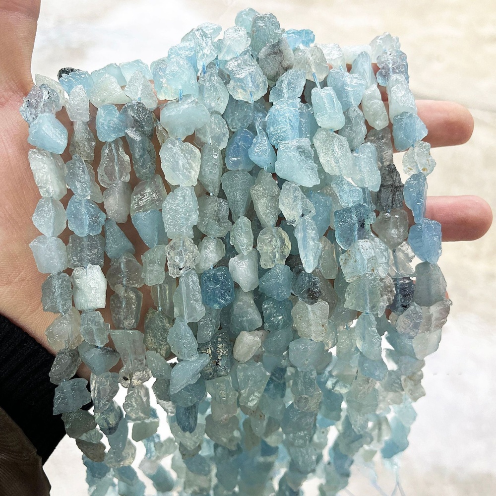 MYA3559--10*15mm Natural Rough Aquamarine Irregular Beads