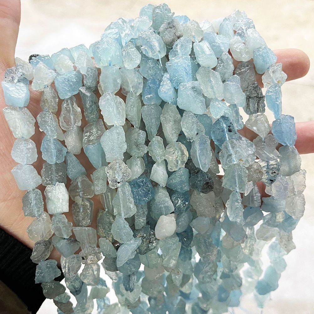 MYA3559--10*15mm Natural Rough Aquamarine Irregular Beads