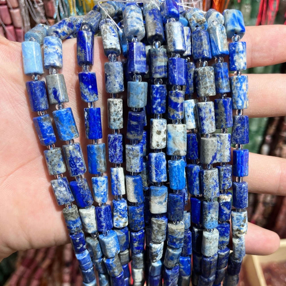 MYA3571--8x12mm natural lapis lazuli faceted cylindrical loose beads