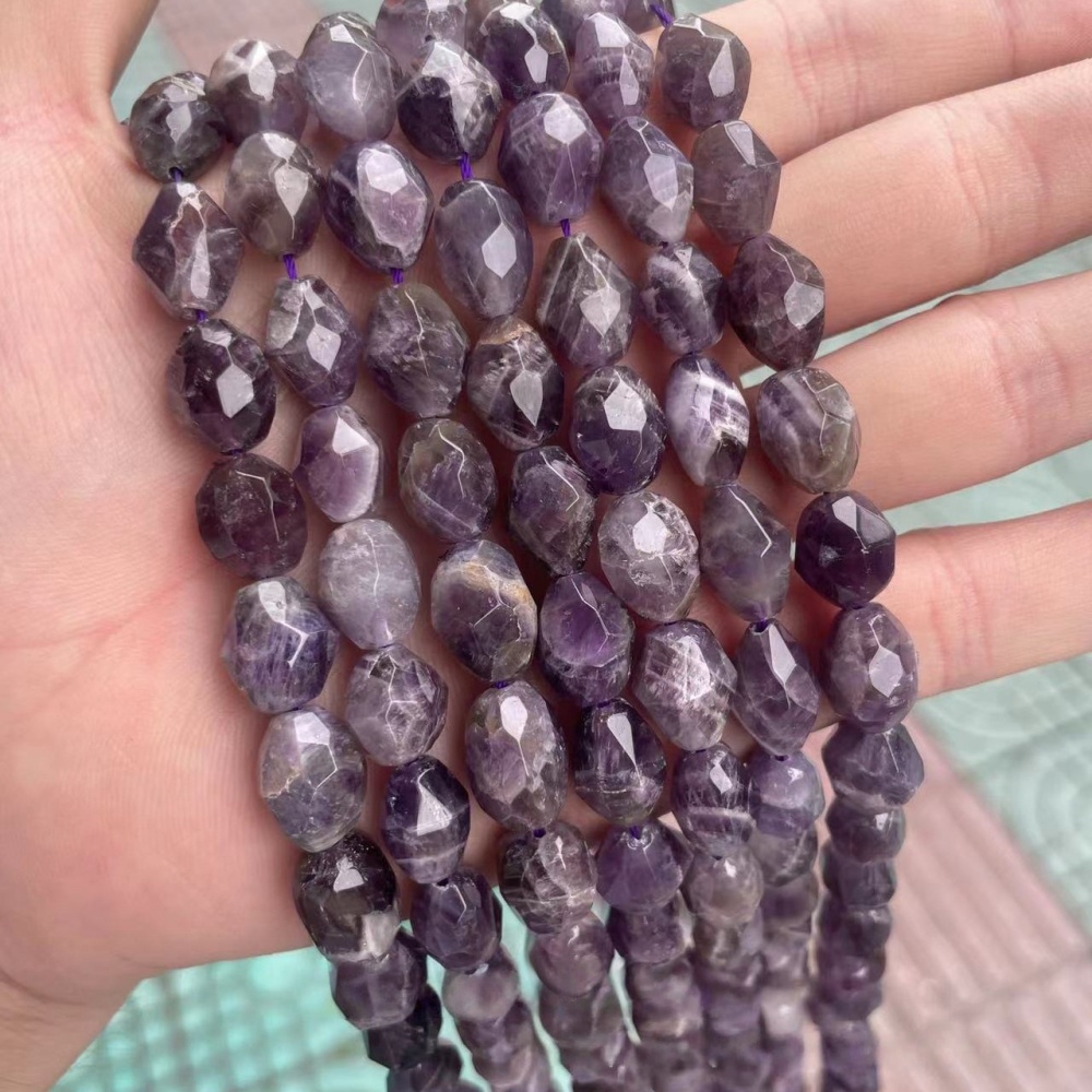 MYA3587--9x12mm Natural Amethyst Faceted Beads